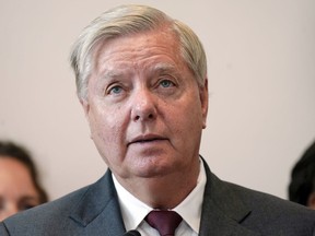 FILE - Sen. Lindsey Graham, R-S.C., speak during a news conference on Capitol Hill, Sept. 13, 2022, in Washington. Supreme Court Justice Clarence Thomas on Monday, Oct. 24, temporarily blocked Graham's testimony to a special grand jury investigating whether then-President Donald Trump and others illegally tried to influence the 2020 election in the state.
