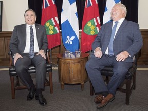 Quebec Premier Francois Legault, left, and Ontario Premier Doug Ford.
