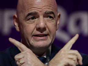 FIFA President, Gianni Infantino Speaks Ahead of Opening Match of the FIFA World Cup Qatar 2022 at a press conference on November 19, 2022 in Doha, Qatar