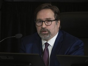 Christian Dea of Transport Canada responds to a question as he testifies at the Public Order Emergency Commission, Wednesday, November 16, 2022 in Ottawa.