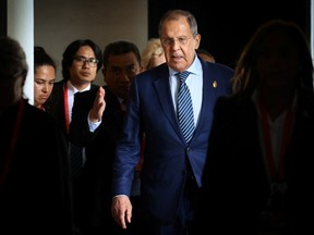 Russian Foreign Minister Sergei Lavrov walks before a meeting with Secretary-General of the United Nations Antonio Guterres on the sidelines of the G20 summit in Bali, Indonesia, November 15, 2022.