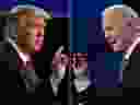 Former U.S. president Donald Trump, left, and President Joe Biden.