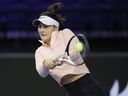 Bianca Andreescu of Canada attends a practice session ahead of the Billie Jean King Cup finals at Emirates Arena in Glasgow, Nov. 7, 2022.