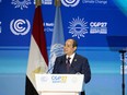 Egyptian President Abdel Fattah al-Sisi delivers a speech during the COP27 summit in Sharm el-Sheikh, Egypt, on Nov. 7.