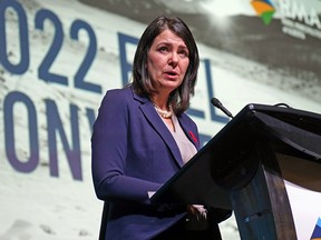 Alberta Premier Danielle Smith addresses the Rural Municipalities of Alberta conference in Edmonton on Thursday, November 10, 2022.