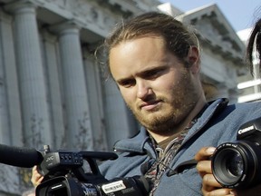 David DePape outside San Francisco city hall in 2013. DePape is now accused of breaking into House Speaker Nancy Pelosi's California home and severely beating her husband with a hammer.