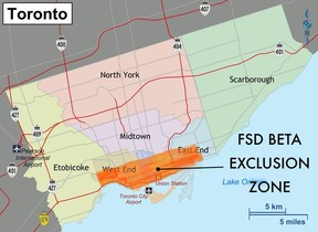 Toronto will shortly become one of the first places in Canada in which it will be legal to let your Tesla drive itself (the above map shows where it’s allowed). Why is this in a politics newsletter? Well, if Teslas suddenly start repeatedly smashing into buses whenever there’s a light snow, expect it to rapidly become a political issue. For now, Downtown Toronto remains off-limits for Teslas in self-driving mode for the precise reason that they can’t be trusted not to hit streetcars.