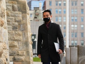 Member of Parliament Kevin Vuong arrives for the start of 44th session of Parliament on Parliament Hill in Ottawa on Monday, Nov. 22, 2021.