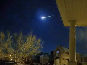 A view of the meteorite that flew over southern Ontario on November 19. Though the asteroid was less than a metre in diameter, it was detected when it was more than 100,000 kilometres away from the Earth, a meteor watcher says.
