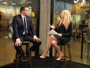 Pierre Poilievre is interviewed by Sabrina Maddeaux at the Postmedia building in Toronto on Friday, Nov. 4, 2022.
