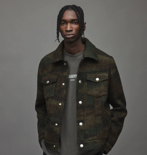 ALLSAINTS Wilson Camouflage Trucker Jacket.