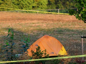 What the tragic death of a Mountie trying to help says about the homelessness crisis - alberta government announcements Police tape and a lone tent are seen a day after the fatal stabbing of Const. Shaelyn Yang at Broadview Park in Burnaby, B.C., October 19, 2022.