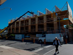 A condo building is seen under construction in Toronto in 2018.