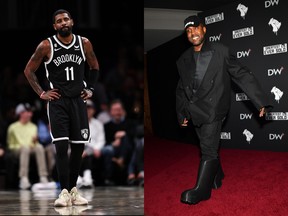 Kyrie Irving, left, and Kanye West.