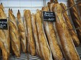 This file photo taken on August 27, 2007, shows baguette breads on display at a bakery in Caen, western France.