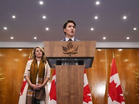 Minister of Foreign Affairs Melanie Joly and Prime Minister Justin Trudeau hold a press conference following their participation in the Francophonie Summit in Djerba, Tunisia on Sunday, Nov. 20, 2022.