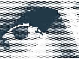 Looking eyes. Close-up portrait of a man. Digital vision. Security technology and surveillance. Pixel art. 3D vector illustration.