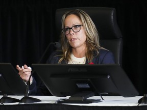 Tamara Lich appears as a witness at the Public Order Emergency Commission in Ottawa, on Thursday, Nov. 3, 2022.