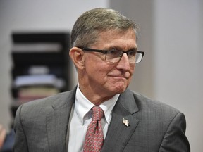 Former National Security Advisor to President Trump, Michael Flynn, appeared in court Tuesday, Nov. 15, 2022, in Sarasota, Fla., to try to quash an order to appear before a Georgia special purpose grand jury investigating attempts to overturn the 2020 Presidential election. Judge Charles Roberts, of the 12th Judicial Circuit Court in Sarasota, Fla., denied Flynn's request, ruling that he is a material witness and necessary to the grand jury proceedings.