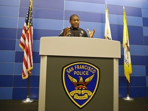 FILE - San Francisco Police Chief Bill Scott answers questions during a news conference in San Francisco, on May 21, 2019. The Democratic San Francisco Board of Supervisors could allow police to use potentially lethal, remote-controlled robots in emergency situations. The 11-member board will vote Tuesday, Nov. 29, 2022, on a controversial proposal opposed by civil rights advocates critical of the militarization of police.