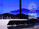 The COP27 climate conference at the Sharm el-Sheikh International Convention Centre in Egypt's Red Sea resort city of the same name. 