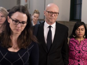Screenwriter and film director Paul Haggis leaves court, Thursday, Nov. 10, 2022, in New York. A jury has ordered Haggis to pay at least $7.5 million to a woman who accused him of rape.