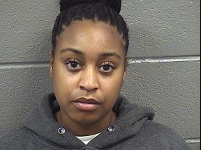 FILE - This Aug. 5, 2021, photo provided by the Cook County, Ill., Sheriff's Office shows Melvina Bogard, a Chicago police officer, who was found not guilty Tuesday, Nov. 22, 2022, in the February 2020 shooting and wounding of an unarmed man during a struggle at a downtown commuter train station. (Cook County Sheriff's Office via AP, File)