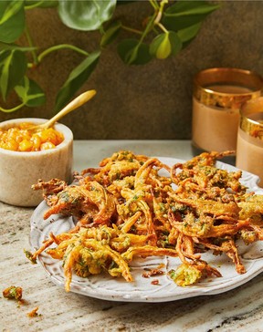 Onion Kale Bhajias recipe from New Indian Basics