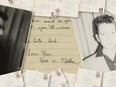 This Sept. 2022 photo shows a personal collection of love letters written by Bob Dylan to his high school sweetheart in the late 1950s.