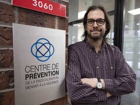 Louis Audet Gosselin, scientific and strategic director for the Centre for the Prevention of Radicalization Leading to Violence, is seen at the centre's office, Monday, November 21, 2022 in Montreal.THE CANADIAN PRESS/Ryan Remiorz