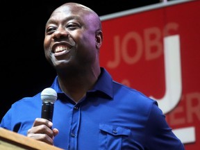 FILE - U.S. Sen. Tim Scott, R-S.C., speaks at a fundraiser in Anderson, S.C., Aug. 22, 2022. Scott faces Democrat Krystle Matthews and an independent opponent in his bid for reelection on Nov. 8, 2022.