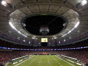 The CFL has announced that the B.C. Lions will host the 2024 Grey Cup in Vancouver. B.C. Place stadium is seen during the first half of a CFL football game in Vancouver, on September 30, 2011.