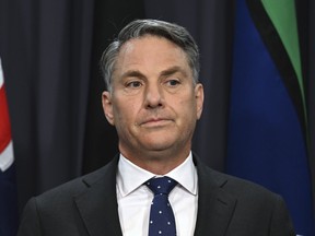 Australia's Deputy Prime Minister and Defense Minister Richard Marles speaks at Parliament House in Canberra, Wednesday, Nov. 9, 2022. Marles said he had told the nation's military to review secrecy safeguards in response to concerns that Beijing was recruiting pilots to train the Chinese People's Liberation Army.