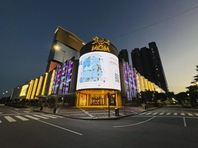 FILE - MGM Grand Macau casino resort is closed in Macao on July 11, 2022. Macao has tentatively renewed the casino licenses of MGM Resorts, Las Vegas Sands, Wynn Resorts and three Chinese rivals after they promised to help diversify its economy by investing in non-gambling attractions, the government said Saturday, Nov. 26.