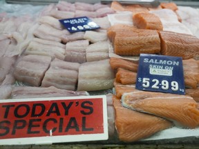 FILE - Fish meat is sold at a shopping center in Sydney, Australia on July 27, 2022. Australian bilateral free trade agreements with India and Britain entered the Senate on Tuesday, Nov. 22, 2022 with the government pushing to have both deals secured this year.