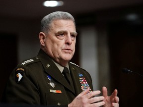 Joint Chiefs Chairman General Mark Milley testifies before the Senate Armed Services Committee during a hearing on 'Department of Defense's Budget Requests for FY2023', on Capitol Hill in Washington, U.S., April 7, 2022.