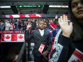 Immigration, Refugees and Citizenship Canada (IRCC) partnered with the Ottawa Senators in a special citizenship ceremony, where 20 families from 20 countries became Canadian citizens ahead of the hockey game between the Senators and the visiting Calgary Flames on Jan. 18, 2020. Ashley Fraser/Postmedia