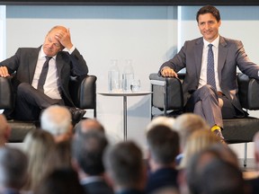 German Chancellor Olaf Scholz pictured with Prime Minister Justin Trudeau during his abortive August visit seeking reliable sources of Canadian natural gas.