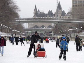 The Chateau Laurier is seen behind skaters on the the Rideau Canal Skateway at the Winterlude Festival in Ottawa, Saturday, Jan. 30, 2016. Ontario's tourism minister says the province won't be extending the staycation tax credit for another year, despite the hard-hit industry recommending the move as a way to help it recover from the pandemic.THE CANADIAN PRESS/Justin Tang