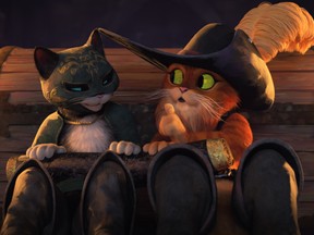 Salma Hayek and Antonio Banderas provide the voices of Kitty Softpaws and Puss in Boots.