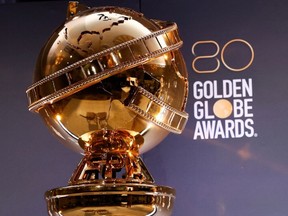 Golden Globe Awards on display during the unveiling of the nominations for the 80th Golden Globe awards, in Berverly Hills, California, on December 12, 2022.