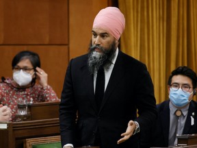 Canada's New Democratic Party leader Jagmeet Singh speaks during Question Period in the House of Commons on Parliament Hill in Ottawa, Ontario, Canada November 29, 2022. REUTERS/Blair Gable