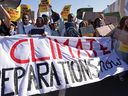 Protesters call for climate compensation at COP27, the UN climate conference in Sharm el-Sheikh, Egypt, in October. 