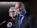 Justice Minister David Lametti and Mental Health Minister Carolyn Bennett hold a press conference on Parliament Hill, Thursday, December 15, 2022.
