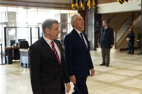 That’s Tony Blair, the former British prime minister, pictured hanging out with Newfoundland and Labrador Premier Andrew Furey on Thursday. It’s not entirely clear why Blair did this (and what it cost Newfoundlanders), but he came to the province via his Tony Blair Institute For Global Change, purportedly to provide legislative mentorship.