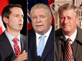 Villains or well-meaning but flawed politicians? Ontario Premier Doug Ford, centre, and former premiers Dalton McGuintey, left, and Mike Harris.