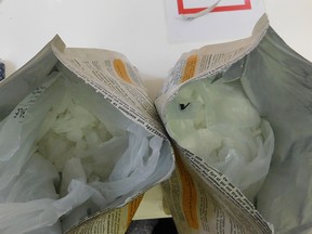Australian Federal Police say border guards found five kilos of methamphetamine disguised as vegan protein powder in the luggage of a Canadian woman arriving at Sydney airport.