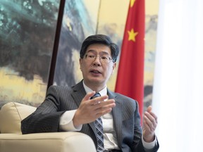 Ambassador of China to Canada Cong Peiwu participates in an interview with