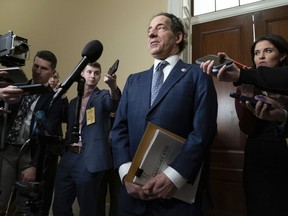 Rep. Jamie Raskin, D-Md., speaks to reporters as members leave after the House select committee investigating the Jan. 6 attack on the U.S. Capitol final meeting on Capitol Hill in Washington, Monday, Dec. 19, 2022.