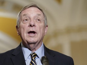 Sen. Dick Durbin, D-Ill., speaks during a news conference with members of Senate Democratic leadership, Tuesday, Dec. 6, 2022, on Capitol Hill in Washington. in Washington.